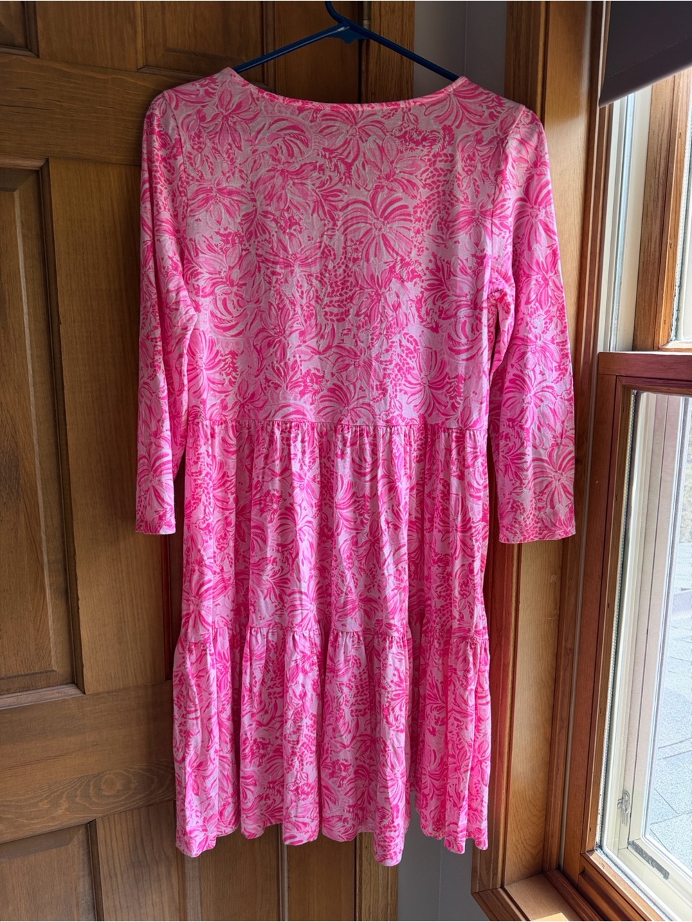 Lily Pulitzer Geanna Pink Floral Long-Sleeve Tiered Fit & Flare Dress - Picture 3 of 6